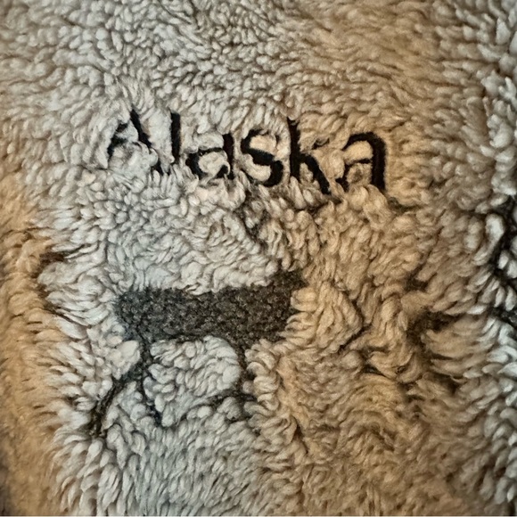 VTG Black Mountain Outdoor Alaska Chunky Fleece Full Zip Nature Deer USA L - Picture 7 of 16